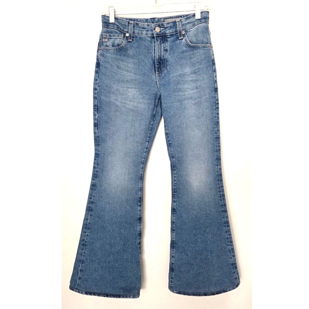 AG Adriano Goldschmied Angeline Mid Rise Flare Jeans Size 27 Blue Y2K Boho